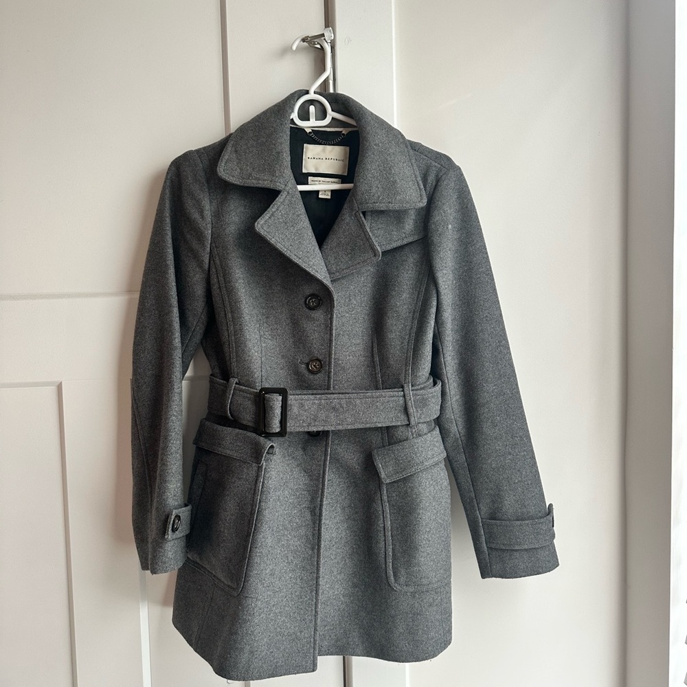 Banana Republic Charcoal Belted Trench Coat